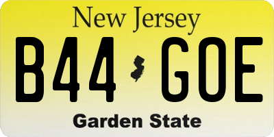 NJ license plate B44GOE