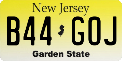 NJ license plate B44GOJ