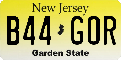 NJ license plate B44GOR
