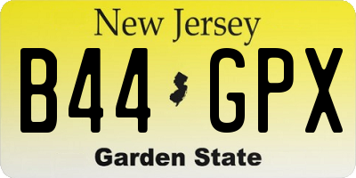 NJ license plate B44GPX