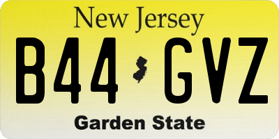 NJ license plate B44GVZ