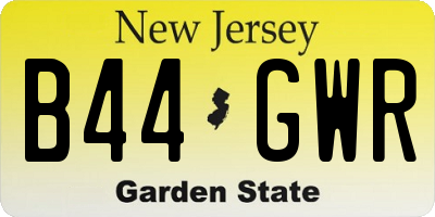 NJ license plate B44GWR