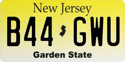 NJ license plate B44GWU
