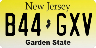 NJ license plate B44GXV