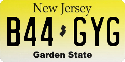 NJ license plate B44GYG