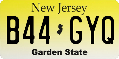 NJ license plate B44GYQ