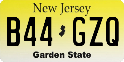 NJ license plate B44GZQ