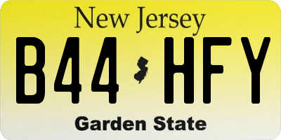 NJ license plate B44HFY