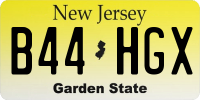 NJ license plate B44HGX