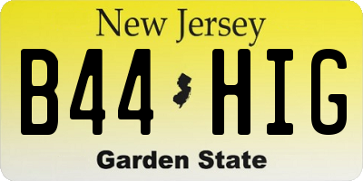 NJ license plate B44HIG