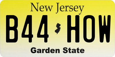 NJ license plate B44HOW
