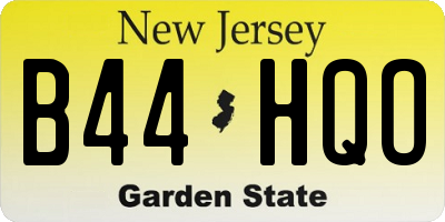 NJ license plate B44HQO