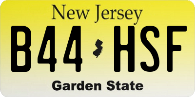 NJ license plate B44HSF