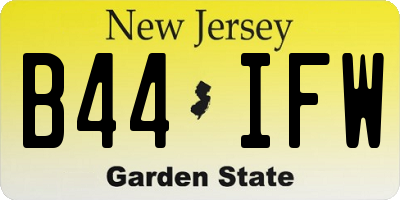 NJ license plate B44IFW