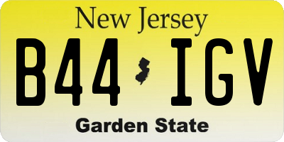 NJ license plate B44IGV