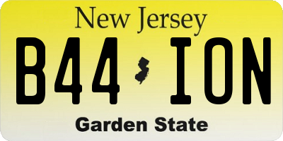NJ license plate B44ION