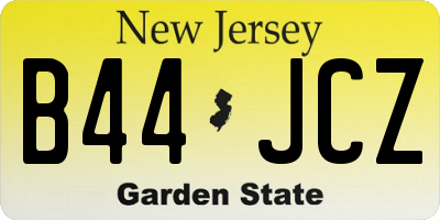 NJ license plate B44JCZ