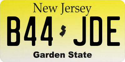 NJ license plate B44JDE