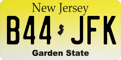 NJ license plate B44JFK