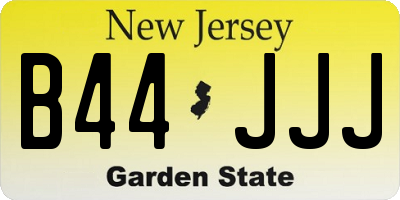NJ license plate B44JJJ