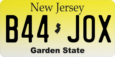 NJ license plate B44JOX