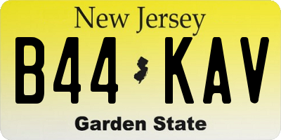 NJ license plate B44KAV