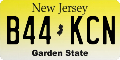 NJ license plate B44KCN