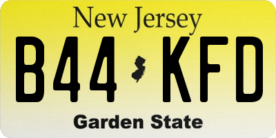 NJ license plate B44KFD