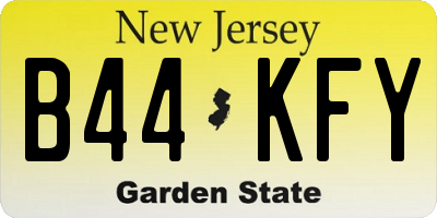 NJ license plate B44KFY