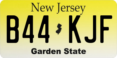 NJ license plate B44KJF