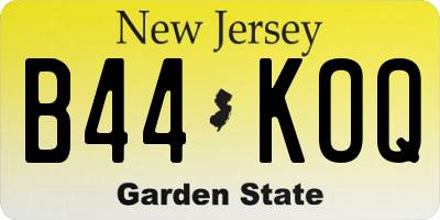 NJ license plate B44KOQ