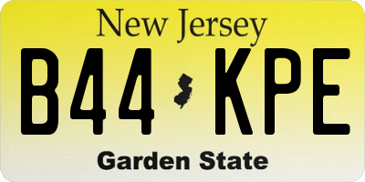 NJ license plate B44KPE