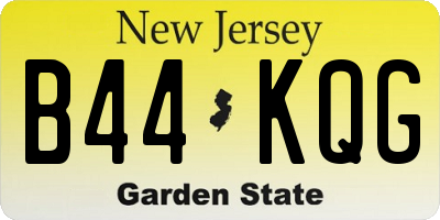 NJ license plate B44KQG