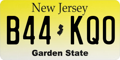 NJ license plate B44KQO