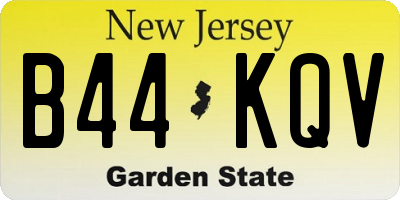 NJ license plate B44KQV