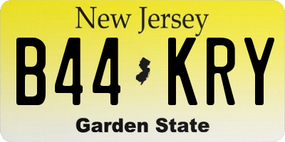 NJ license plate B44KRY