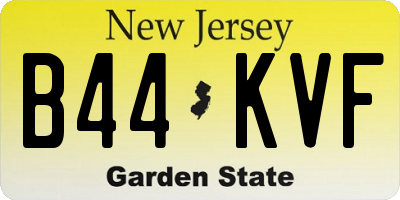 NJ license plate B44KVF