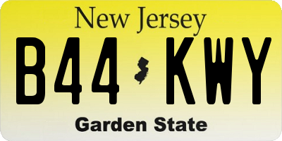 NJ license plate B44KWY