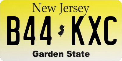 NJ license plate B44KXC