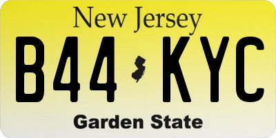 NJ license plate B44KYC