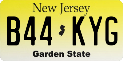 NJ license plate B44KYG