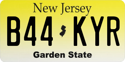 NJ license plate B44KYR