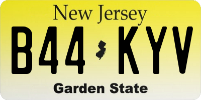 NJ license plate B44KYV