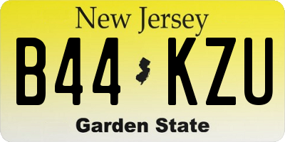 NJ license plate B44KZU