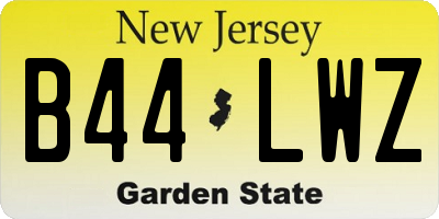 NJ license plate B44LWZ