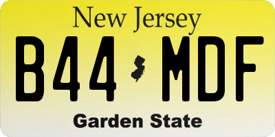 NJ license plate B44MDF