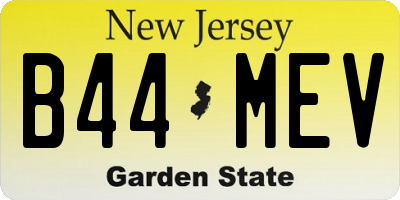 NJ license plate B44MEV