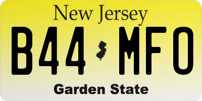 NJ license plate B44MFO