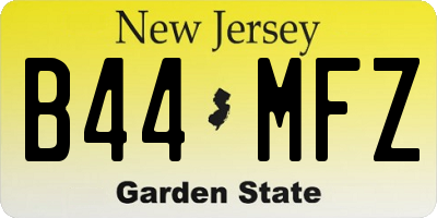 NJ license plate B44MFZ