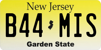 NJ license plate B44MIS